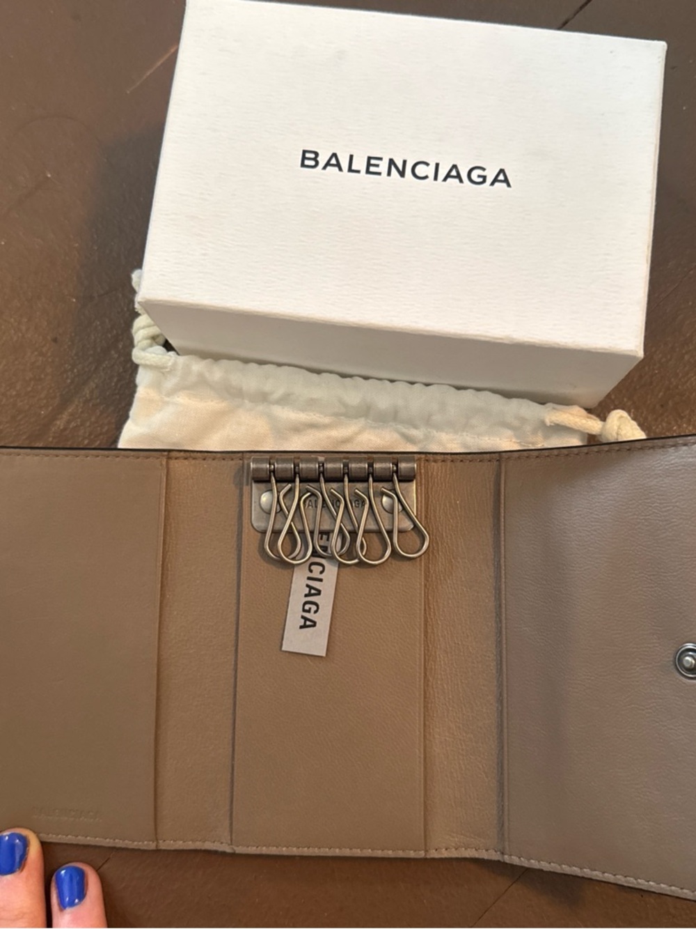 Balenciaga Taupe Leather Key Holder Wallet - Picture 2 of 3